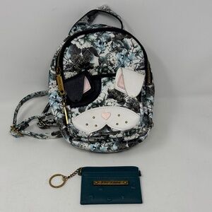 BETSEY JOHNSON MINI BACKPACK DOG & CARD HOLDER KEYRING LOT  PURSE FLORAL